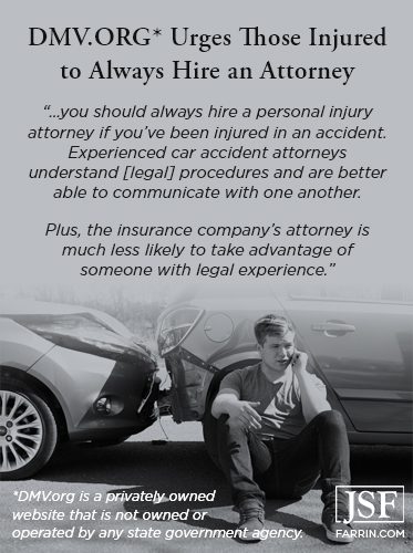 dmv.org urges those injured to always hire an attorney