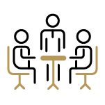 Icon of people attending a deposition.