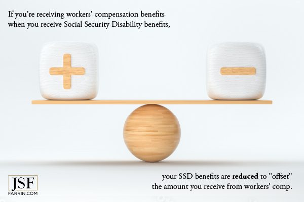 Social Security Disability benefits will reduce when you receive Workers' Compensation.
