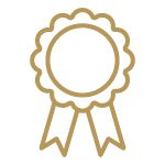 Gold award ribbon icon.